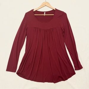 Burgundy Long Sleeve Tunic Top – Size L